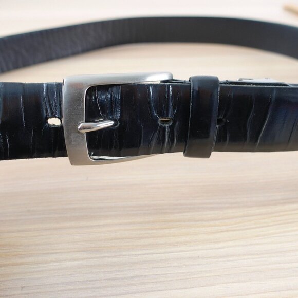 Hilton Belt Mens 36 Black Horse Leather Classic Formal Basic Dress Luxury JAPAN
